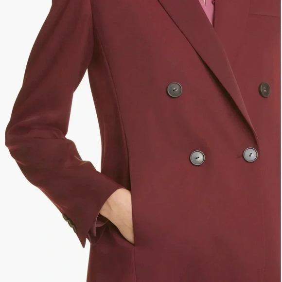 Vince Double Breasted Crepe Suit Blazer -Plum Wine - Picture 6 of 9